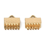 304 Stainless Steel Ribbon Crimp Ends, Ion Plating(IP), Real 18K Gold Plated, 7.5x8.5mm, Hole: 1.2mm(STAS-Z178-13G)