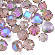 Transparent Glass Beads, AB Color, Faceted, Mixed Shapes, Flamingo, 7~10x7~10x5~9.5mm, Hole: 1~1.5mm(EGLA-N002-49-B02)