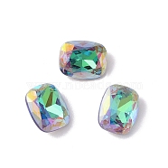 Glass Rhinestone Cabochons, Flat Back & Back Plated, Faceted, Rectangle, Sphinx, 10x8x4mm(RGLA-L029-01B-SPAA)