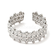 304 Stainless Steel Open Cuff Rings, Round Beaded, Stainless Steel Color, Inner Diameter: 17.6mm(RJEW-K245-68P)