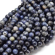 Natural Sodalite Round Beads Strands, 8mm, Hole: 1mm, about 48pcs/strand, 15.5 inch(G-P075-07-8mm)