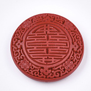 Cinnabar Beads, Carved Lacquerware, Flat Round, Red, 56x15mm, Hole: 1.8mm(CARL-T001-02)