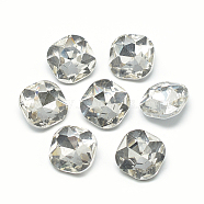Pointed Back Glass Rhinestone Cabochons, Faceted, Back Plated, Square, Clear, 12x12x5mm(RGLA-T032-12x12mm-01)