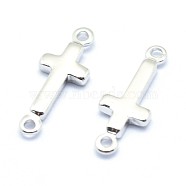 Brass Links connectors, Lead Free & Cadmium Free & Nickel Free, Sideways Cross, Real Platinum Plated, 13.5x5x1.5mm, Hole: 0.8mm(KK-P155-70P-NR)