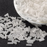 Glass Bugle Beads, Round Hole Seed Beads, Clear, about 6mm long, 1.8mm in diameter, hole: 0.6mm, 1250pcs/50g(X-TSDB6MM1)