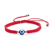 Resin Evil Eye Braided Bead Bracelet, Red Adjustable Bracelet for Kid, Blue, Inner Diameter: 2-3/8~3-1/2 inch(6~8.75cm)(BJEW-JB08424-01)