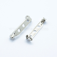Iron Brooch Findings, Back Bar Pins, with Three Holes, Platinum, 25x5x6mm, Hole: 2mm(IFIN-E723-25mm-P)