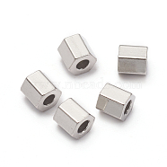 304 Stainless Steel Spacer Beads, Hexagon, Stainless Steel Color, 3.2x3.2x3mm, Hole: 1.4mm(STAS-D170-04B-P)