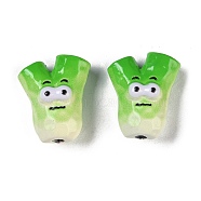 Spray Painted Alloy Beads, Scallion
, Lime Green, 15.5x13x7.5mm, Hole: 2mm(FIND-G076-03)