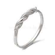 Titanium Steel Crystal Rhinestone Twist Hinged Bangles for Women, Stainless Steel Color, Inner Diameter: 2x2-1/4 inch(5.2x5.8cm)(BJEW-G719-15P)