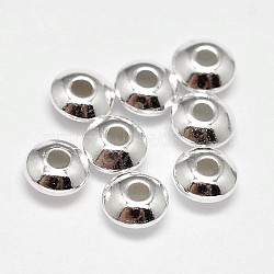 925 Sterling Silver Spacer Beads, Saucer Beads, Silver, 8x4mm, Hole: 2.5mm, about 43pcs/20g(STER-F019-03D)