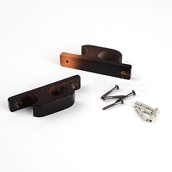 Wooden Hook Hangers Set, with Plastic Plugs & Iron Screws, Coffee, 80x27x15mm, Hole: 4mm(HJEW-WH0014-96B)