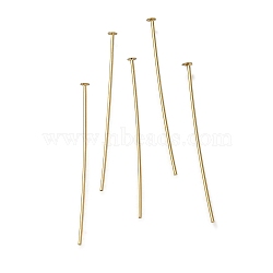 Brass Flat Head Pins, Lead Free & Cadmium Free, Real 24K Gold Plated, 30x0.6mm, Head: 2mm(KK-H502-01E-G)