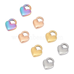 Unicraftale Vacuum Plating 304 Stainless Steel Charms, Heart Lock, Mixed Color, 11x9x3mm, Hole: 3x4mm, 16pcs/box(STAS-UN0013-25)