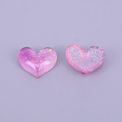 Resin Cabochons, with Glitter Powder, DIY Accessories, Heart, Violet, 17x20x6mm(RESI-CJC0001-74D)