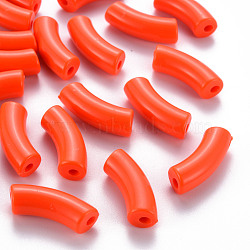 Opaque Acrylic Beads, Curved Tube, Orange Red, 36x13.5x11.5mm, Hole: 4mm, about 133pcs/500g(MACR-S372-001B-S026)