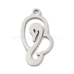 201 Stainless Steel Pendants, Swan Charms, Stainless Steel Color, 18x10x1mm, Hole: 1.4mm(STAS-F316-32A-P)