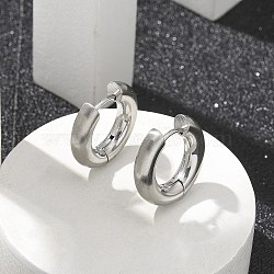 Frosted 304 Stainless Steel Huggie Hoop Earrings for Women, with 316 Stainless Steel Pins, Ring, Stainless Steel Color, 17.5x4mm(EJEW-C096-32F-P)