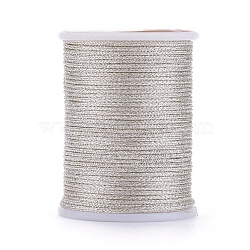Polyester Metallic Thread, Antique White, 1mm, about 7.65 yards(7m)/roll(OCOR-G006-02-1.0mm-02)