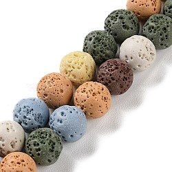 Synthetic Lava Rock Dyed Beads Strands, Round, Mixed Color, 10mm, Hole: 1mm, about 41pcs/strand, 15.20''(38.6cm)(G-H311-08C-07)