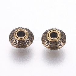 Tibetan Style Alloy Beads, Lead Free & Cadmium Free, Bicone, Antique Bronze Color, about 7mm long, 7mm wide, 4.5mm thick, hole: 1mm(X-K0NRP071)