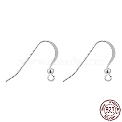 925 Sterling Silver Earring Hooks, Silver, 17x22x2.5mm, Hole: 2mm, 22 Gauge, Pin: 0.6mm(STER-K167-067S)