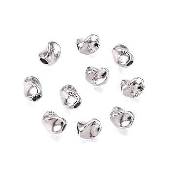 Rhdium Plated 925 Sterling Silver Beads, Anti-Tarnish, Twisted Triangle, Platinum, 5x4x4mm, Hole: 1.6mm