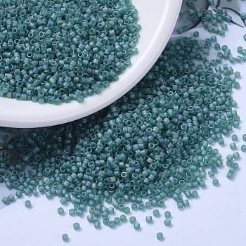 MIYUKI Delica Beads, Cylinder, Japanese Seed Beads, 11/0, (DB1283) Matte Transparent Caribbean Teal AB, 1.3x1.6mm, Hole: 0.8mm, about 2000pcs/10g