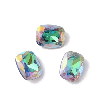 Glass Rhinestone Cabochons, Flat Back & Back Plated, Faceted, Rectangle, Sphinx, 10x8x4mm