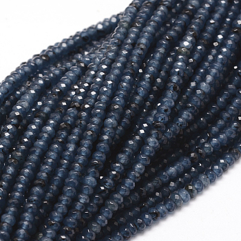Dyed Natural Malaysia Jade Rondelle Beads Strands, Faceted, Prussian Blue, 4x2~3mm, Hole: 1mm, about 115pcs/strand, 14 inch