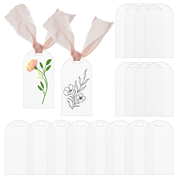20 Sets Arch Blank Acrylic Seat Signs, with Polyester Ribbon, for Wedding, Clear, 90x45x2mm