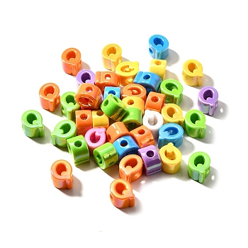 UV Plating Opaque Acrylic Beads, Iridescent, Letter, Letter Q, 18.5~22.5x12~20x13~14mm, Hole: 6mm