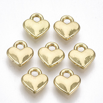 Rack Plating Alloy Charms, Cadmium Free & Lead Free, Heart, Light Gold, 8x7.5x2mm, Hole: 1.6mm