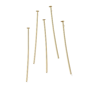 Brass Flat Head Pins, Lead Free & Cadmium Free, Real 24K Gold Plated, 30x0.6mm, Head: 2mm