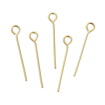 Brass Eye Pins, Lead Free & Cadmium Free, Real 24K Gold Plated, 20x3x0.6mm, Hole: 1.8mm