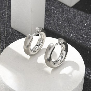 Frosted 304 Stainless Steel Huggie Hoop Earrings for Women, with 316 Stainless Steel Pins, Ring, Stainless Steel Color, 17.5x4mm