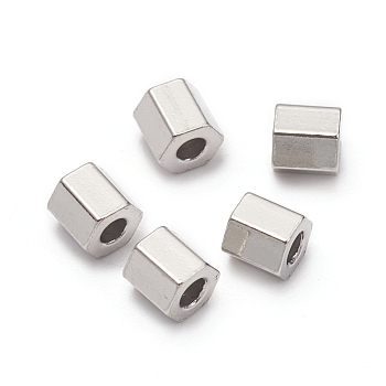 304 Stainless Steel Spacer Beads, Hexagon, Stainless Steel Color, 3.2x3.2x3mm, Hole: 1.4mm