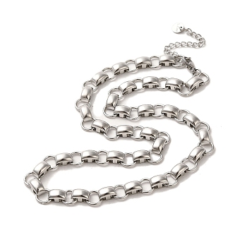 Handmade 304 Stainless Steel Necklaces, Rectangle Chains Necklaces, Stainless Steel Color, 16.22 inch(41.2cm)