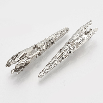 Bead Cones, Iron, Platinum, about 8mm in diameter, 42mm high, hole: 1mm