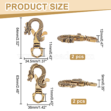 4Pcs 2 Styles Tibetan Style Brass Lobster Claw Clasps(FIND-AR0002-52)-2