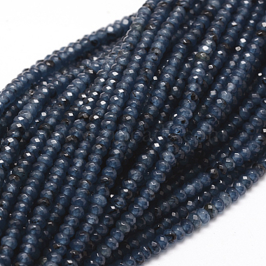 Prussian Blue Rondelle Malaysia Jade Beads