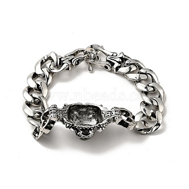 Men's Alloy Tiger Head Link Bracelet with Curb Chains(BJEW-A129-07AS)-4