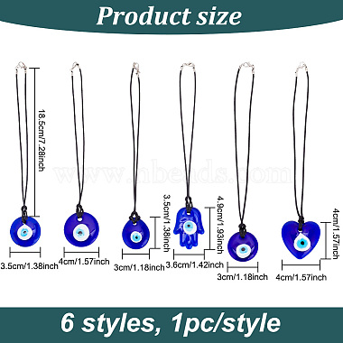 6Pcs 6 Styles Turkish Blue Evil Eye Glass Pendants Decorations(HJEW-GO0001-05)-2