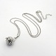 Trendy Women's Brass Cage Locket Pendant Necklaces(X-NJEW-L076-10)-1