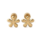 304 Stainless Steel Stud Earrings for Women, Flower, Golden, 7.5x7.5mm(X-EJEW-E603-05G-G)
