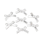 UV Plating Acrylic Beads, Bowknot, Silver Plated, 20x34x6mm, Hole: 2mm(MACR-L015-18B)