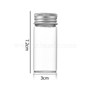 Clear Glass Bottles Bead Containers, Screw Top Bead Storage Tubes with Aluminum Cap, Column, Silver, 3x7cm, Capacity: 30ml(1.01fl. oz)(CON-WH0085-75E-01)