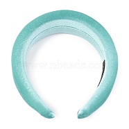 Flocking Cloth Sponge Thick Hairbands, for DIY Woman Hair Accessories , Medium Turquoise, 14~42mm, Inner Diameter: 145x125mm(OHAR-O018-04D)