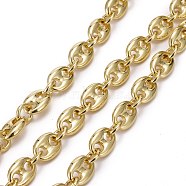 Eco-Friendly Alloy Coffee Bean Chain, with Spool, Unwelded, Golden, Coffee Bean: 10x7x2.5mm, Link Ring: 6.5x1.5mm, 32.8 Feet(10m)/roll(LCHA-H005-04G)