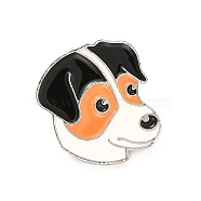 Dog Enamel Pin with Brass Butterfly Clutches, Alloy Badge for Backpack Clothing, Jack Russell Terrier, 25.5x23x10mm, Pin: 1.1mm(JEWB-A006-03A)